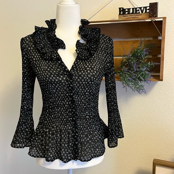 Sunny Leigh Black Heart Blouse Size Small - Picture 1 of 5